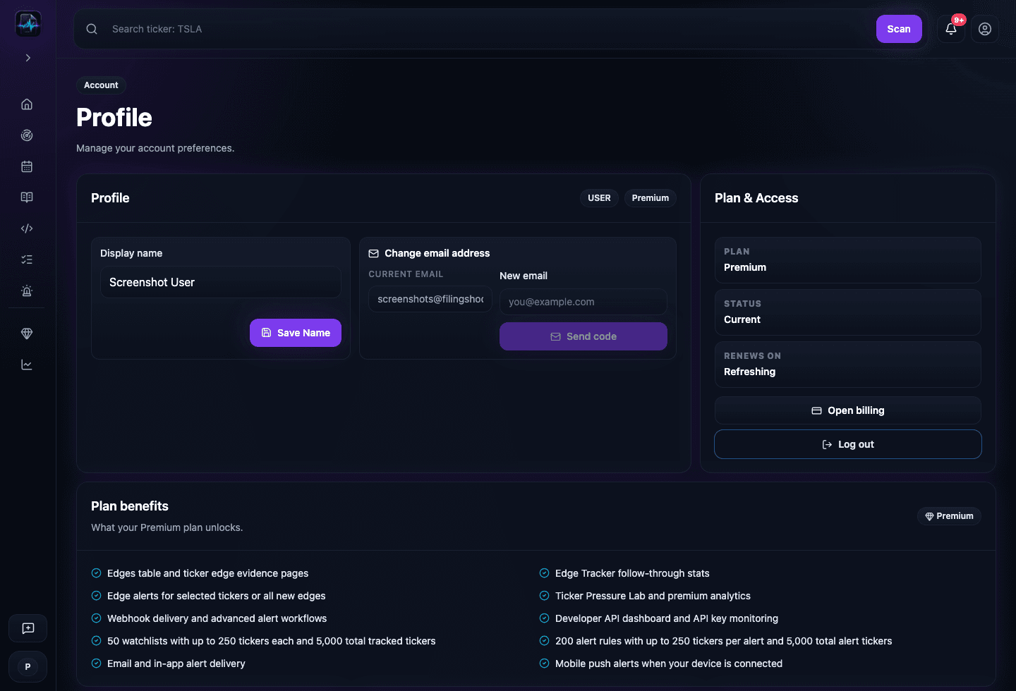 Settings product screenshot